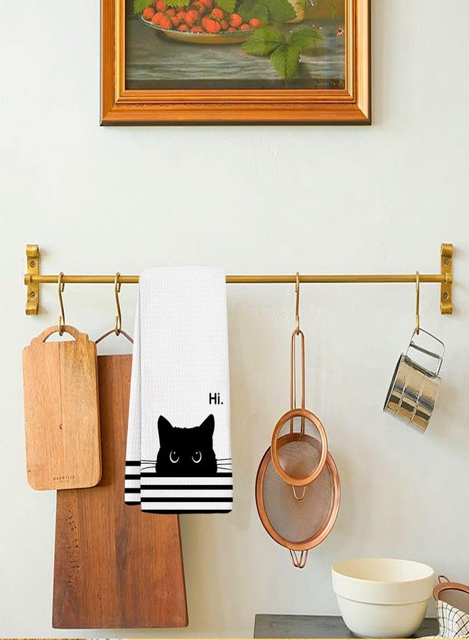 XYDEG Black Cat Gifts Hand Towels for Kitchen Bathroom Decor, Gifts for People Who Love Cats,Cute Waffle Weave Microfiber Dish Towels，16×24 - Image 4